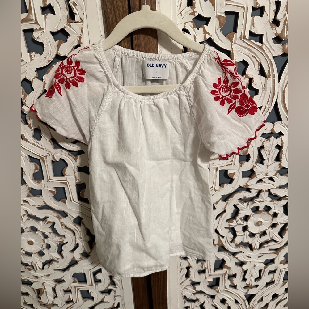 Old Navy Toddler Linen Embroidered Rosette Blouse